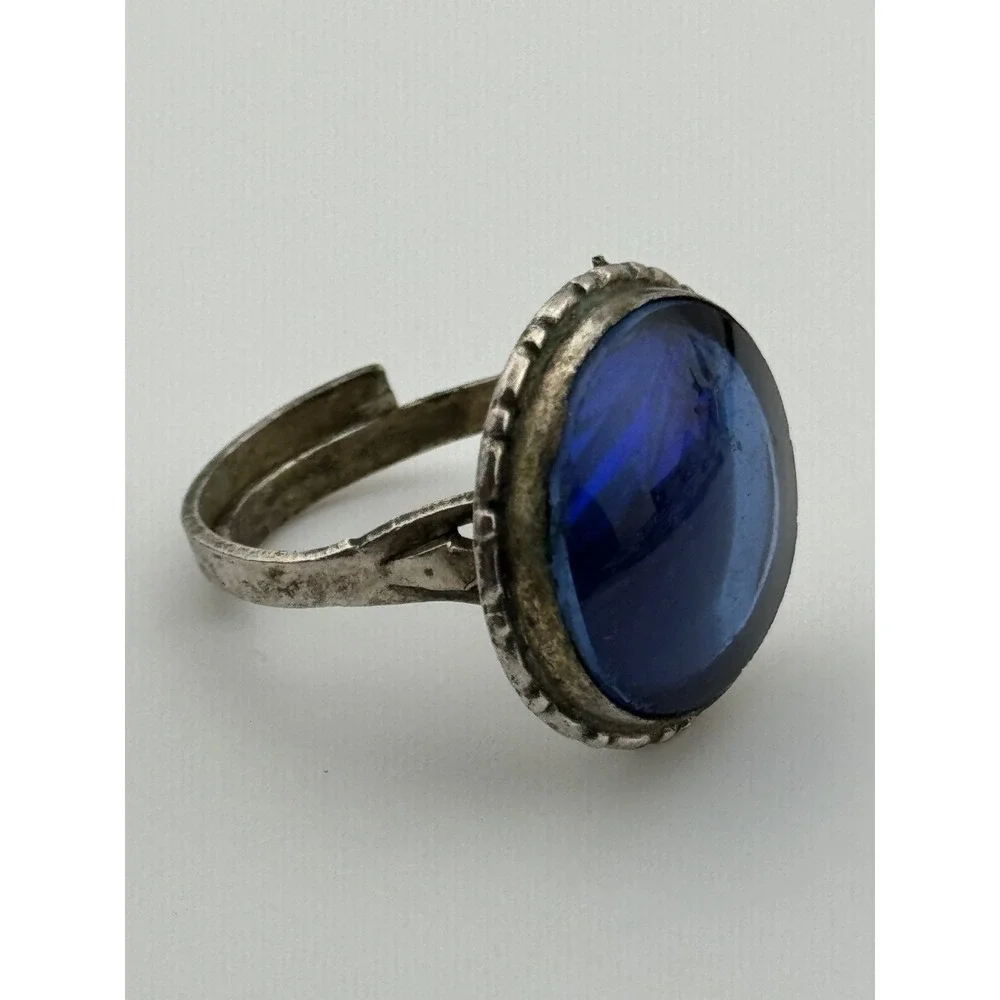 Vintage Silver Tone Butterfly Wing Adjustable Ring AS IS‎